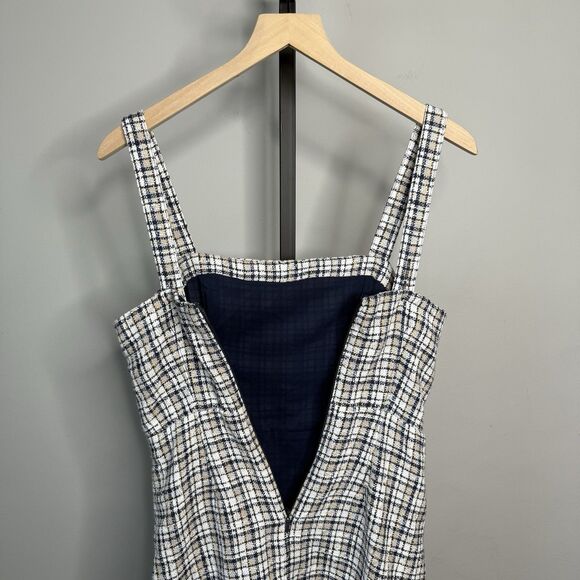 Abercrombie and Fitch Navy & White Tweed Split Mini Dress Size Small Preppy - Picture 5 of 6